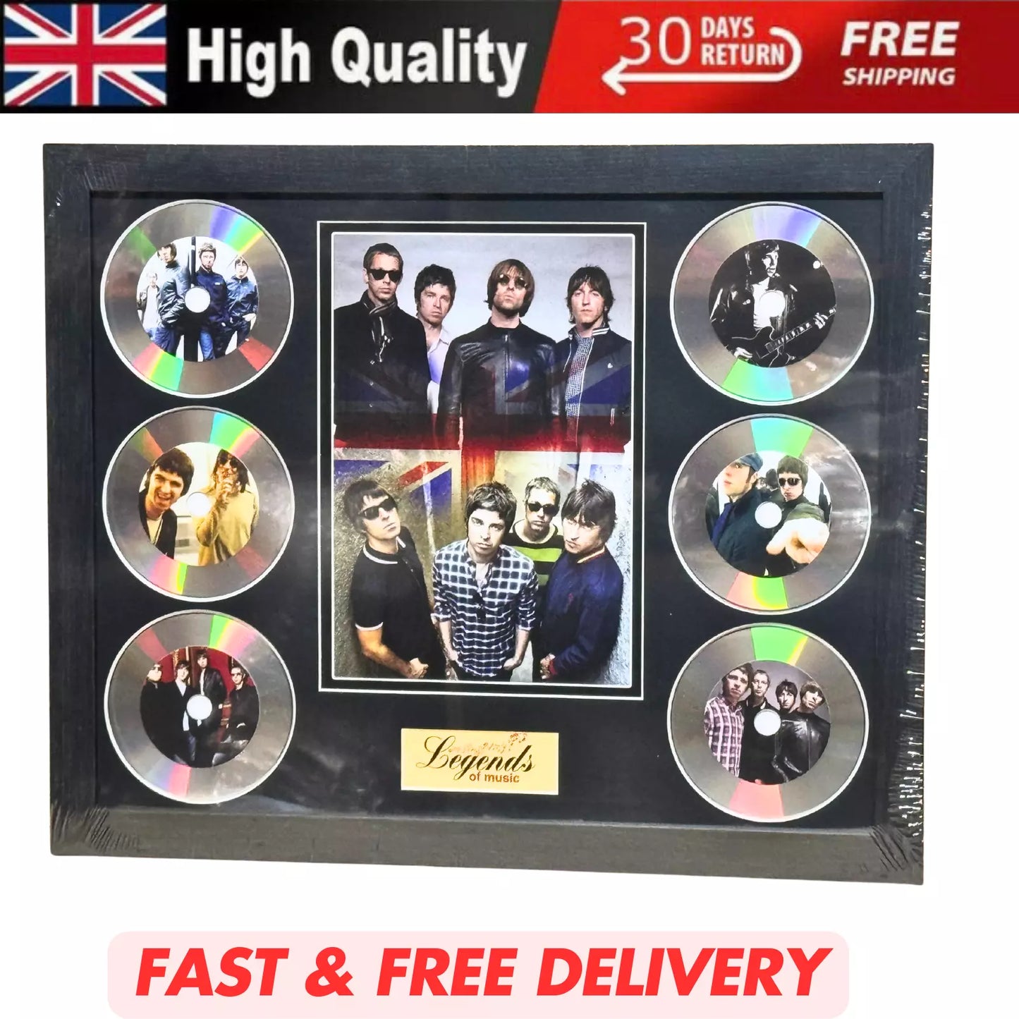 OASIS MEMORABILIA FRAMED PICTURE PRESENTATION CD DISC SET LEGENDS OF MUSIC UK STOCK