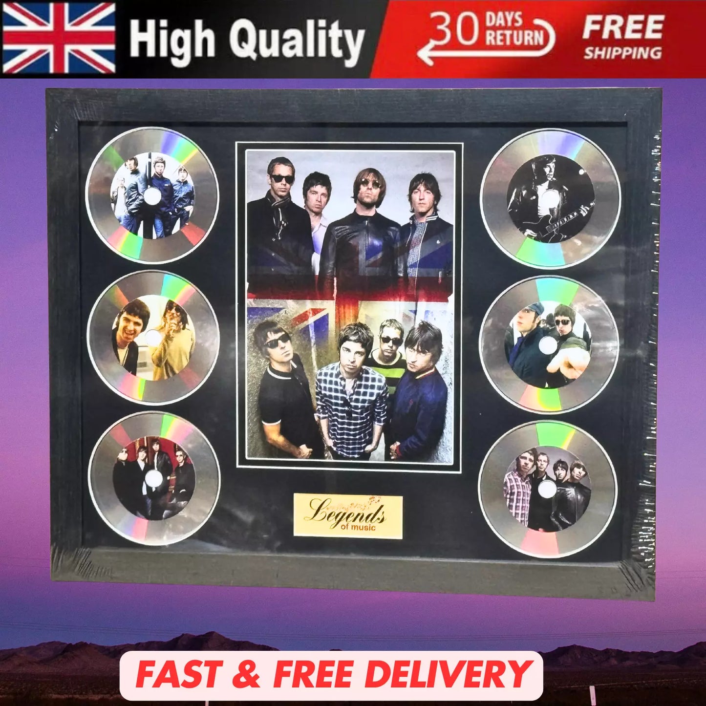 OASIS MEMORABILIA FRAMED PICTURE PRESENTATION CD DISC SET LEGENDS OF MUSIC UK STOCK
