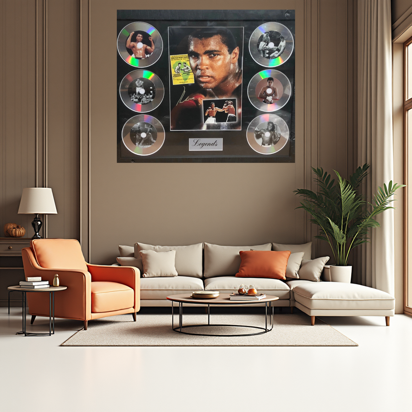 MUHAMMAD ALI MEMORABILIA FRAMED PICTURE PRESENTATION DISC SET LEGEND OF THE RING UK STOCK