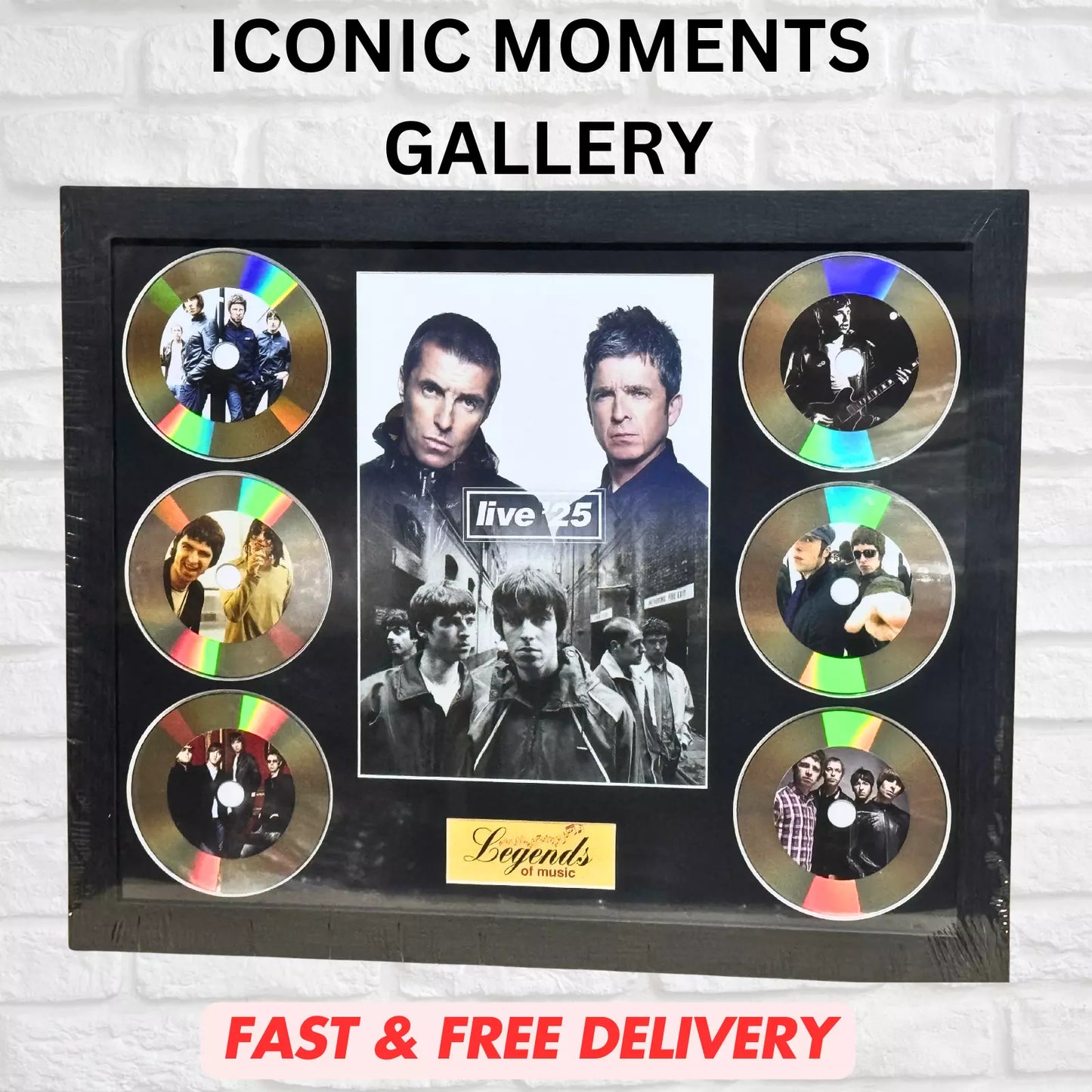 OASIS LIVE 25 MEMORABILIA FRAMED PICTURE PRESENTATION DISC SET LEGENDS OF MUSIC UK STOCK