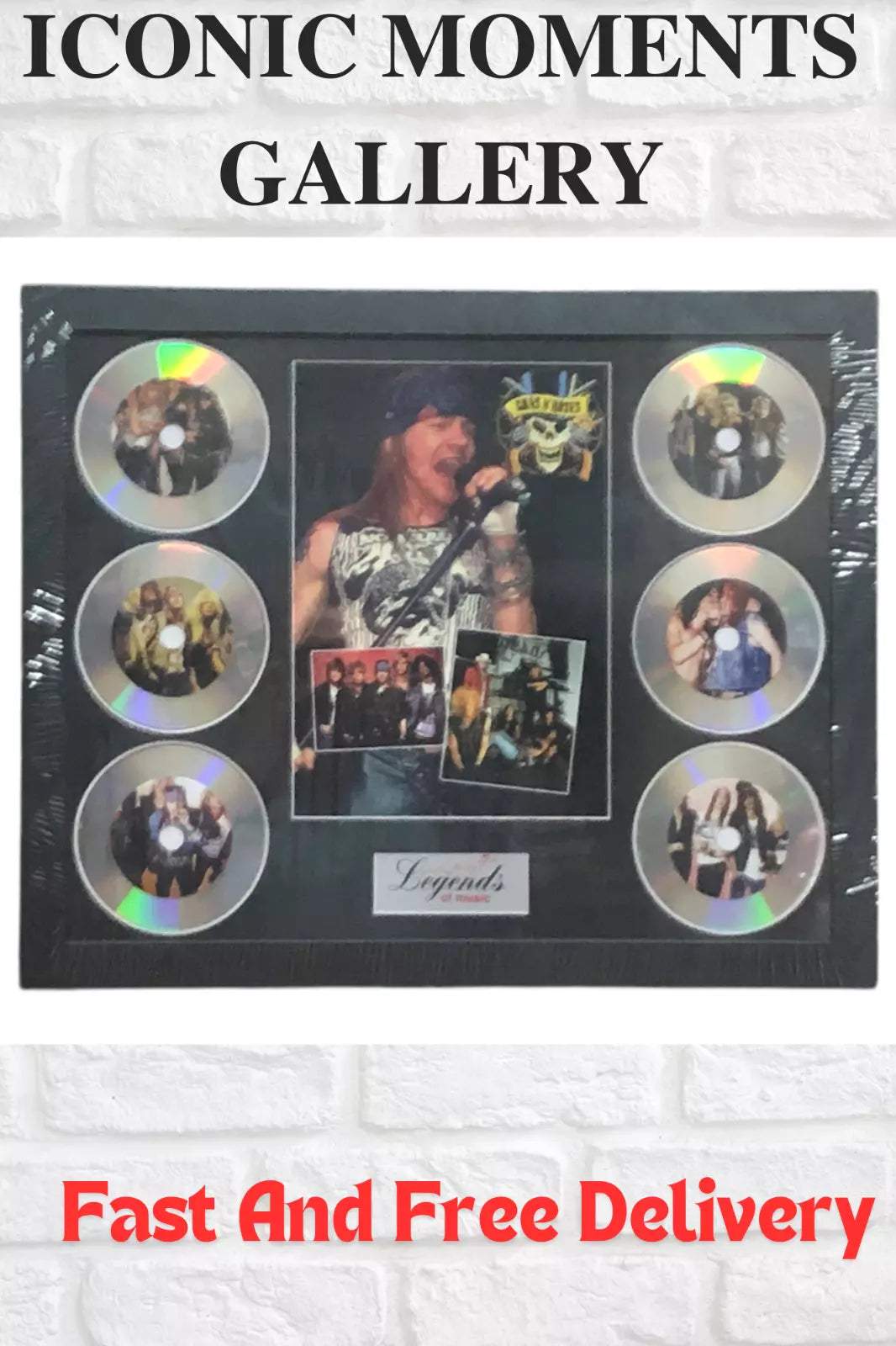 GUNS N’ ROSES MEMORABILIA FRAMED PICTURE PRESENTATION DISC SET LEGENDS OF MUSIC UK STOCK