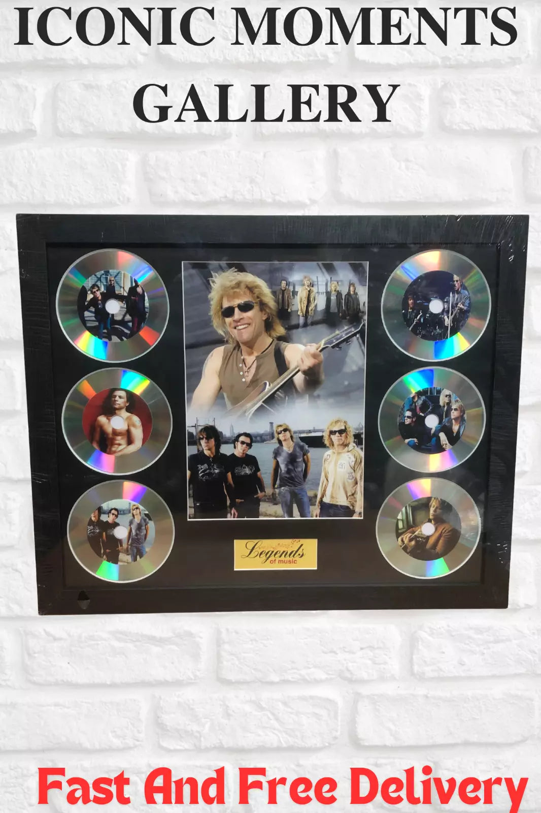 BON JOVI MEMORABILIA FRAMED PICTURE PRESENTATION DISC SET LEGENDS OF MUSIC UK STOCK