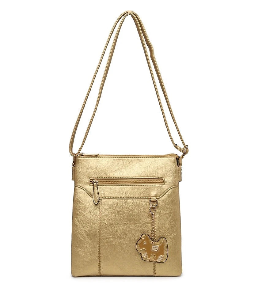 BOUTIQUE VEGAN LEATHER CROSSBODY/SHOULDER WOMEN'S DOG-BAG CHARM HANDBAG UK STOCK