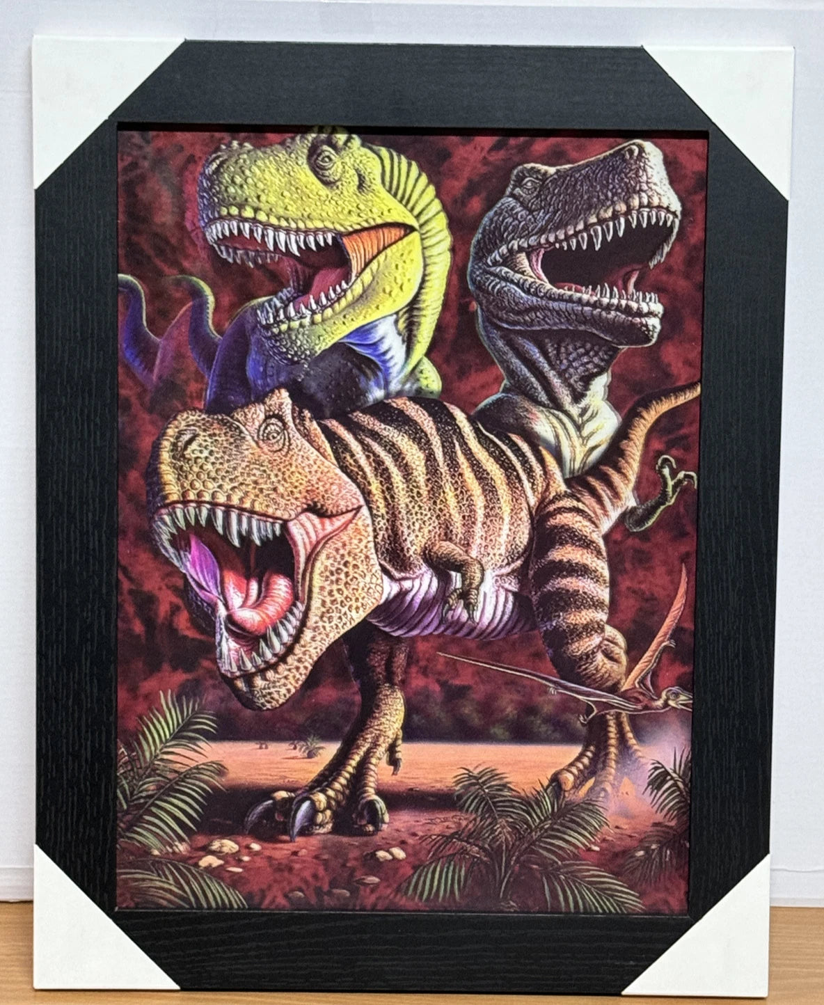 DINOSAUR 3D FRAMED PICTURE REALISTIC DINOSAURS IN 3D ARTWORK EYE-CATCHING DECOR UK STOCK