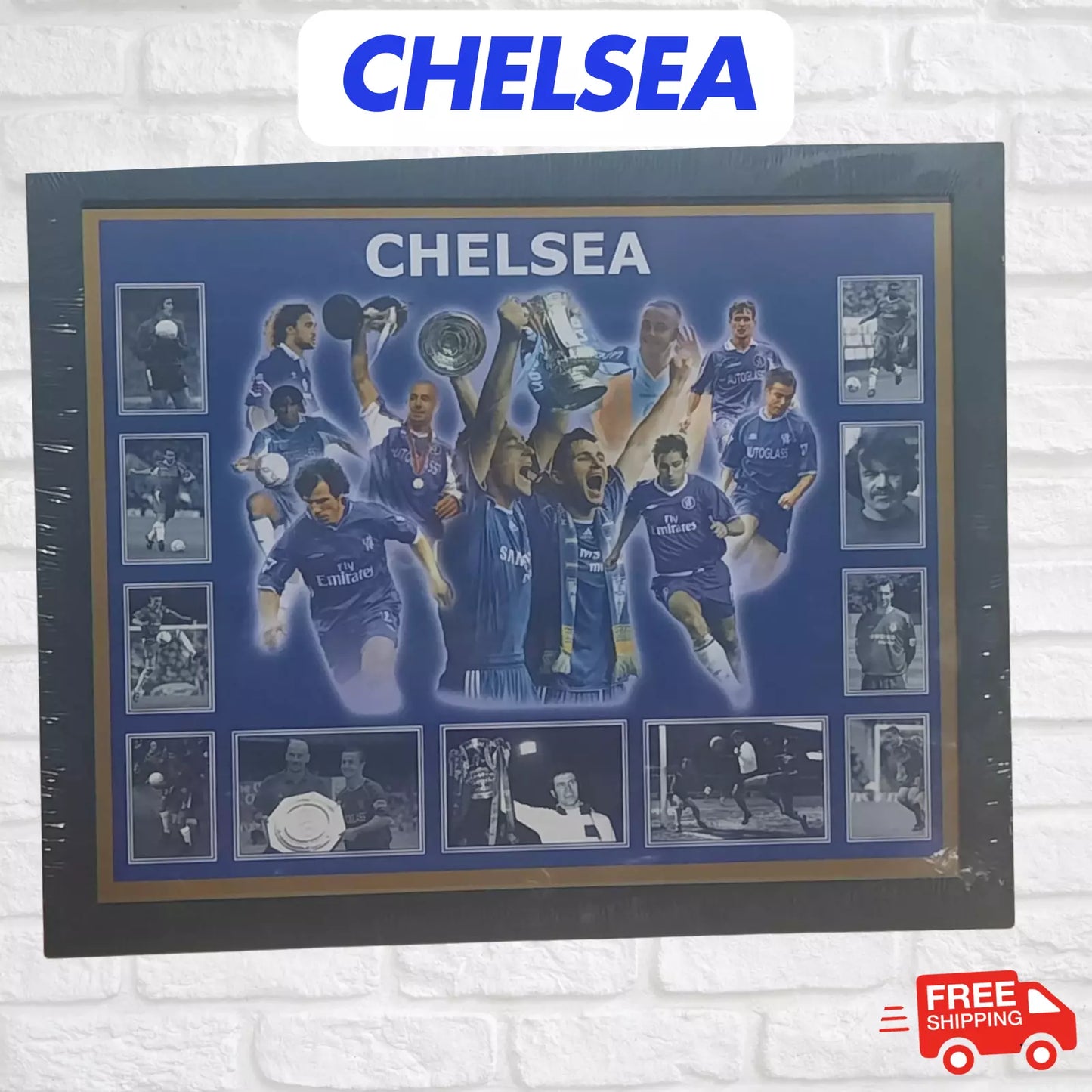 CHELSEA FC LEGENDS FRAMED COLLAGE - ICONIC MOMENTS AND LEGENDARY PLAYERS TRIBUTE UK STOCK