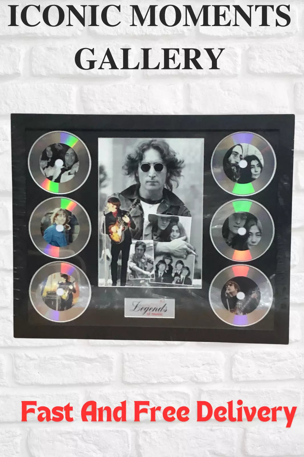 JOHN LENNON MEMORABILIA FRAMED PICTURE PRESENTATION DISC SET LEGENDS OF MUSIC UK STOCK