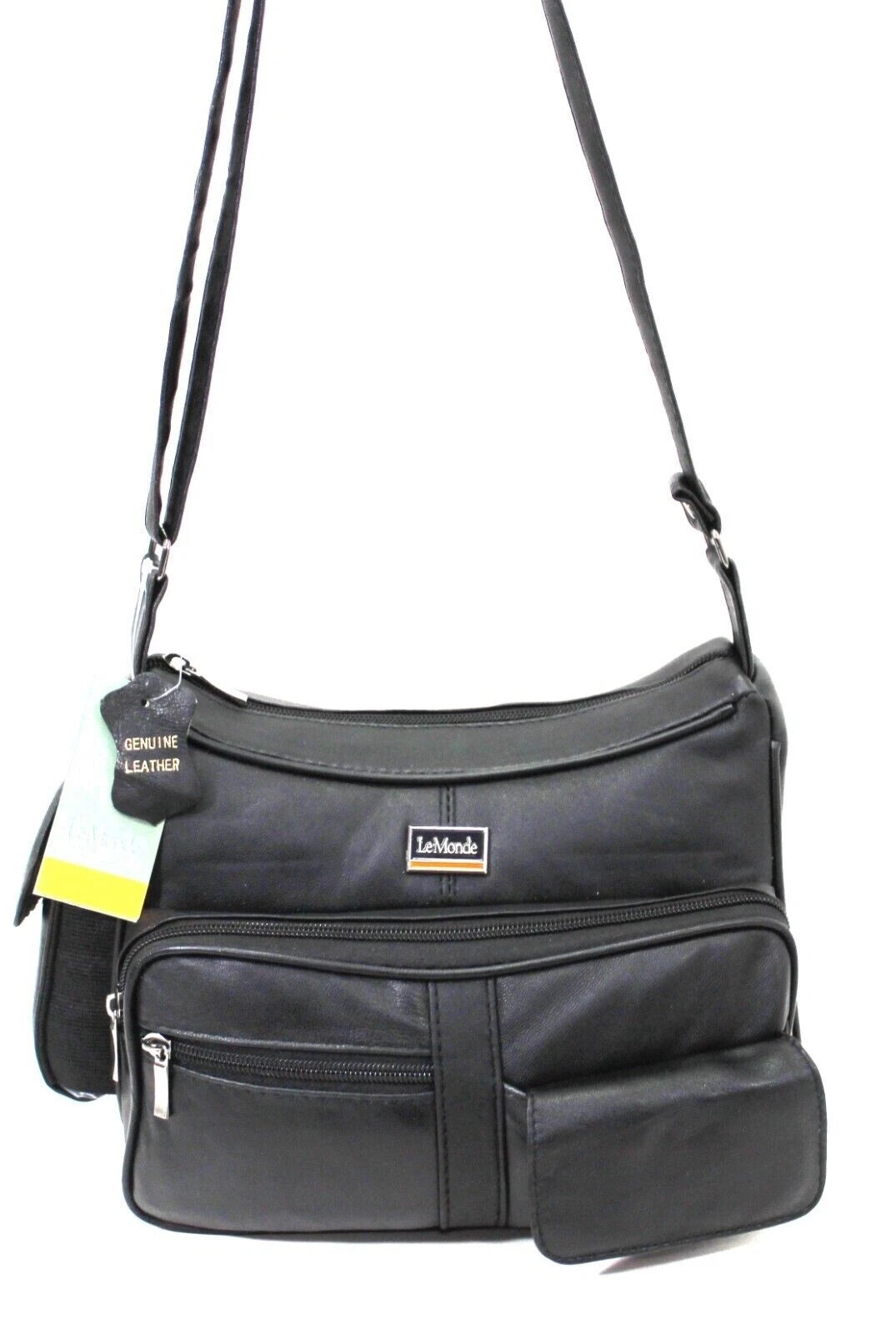 NEW WOMEN'S GENUINE REAL LEATHER ORGANISER SHOULDER BAG MULTI POCKETS HANDBAG UK STOCK