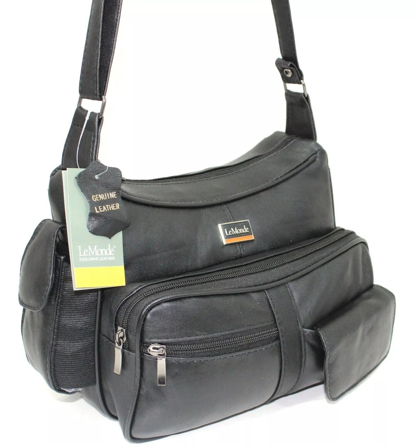 NEW WOMEN'S GENUINE REAL LEATHER ORGANISER SHOULDER BAG MULTI POCKETS HANDBAG UK STOCK