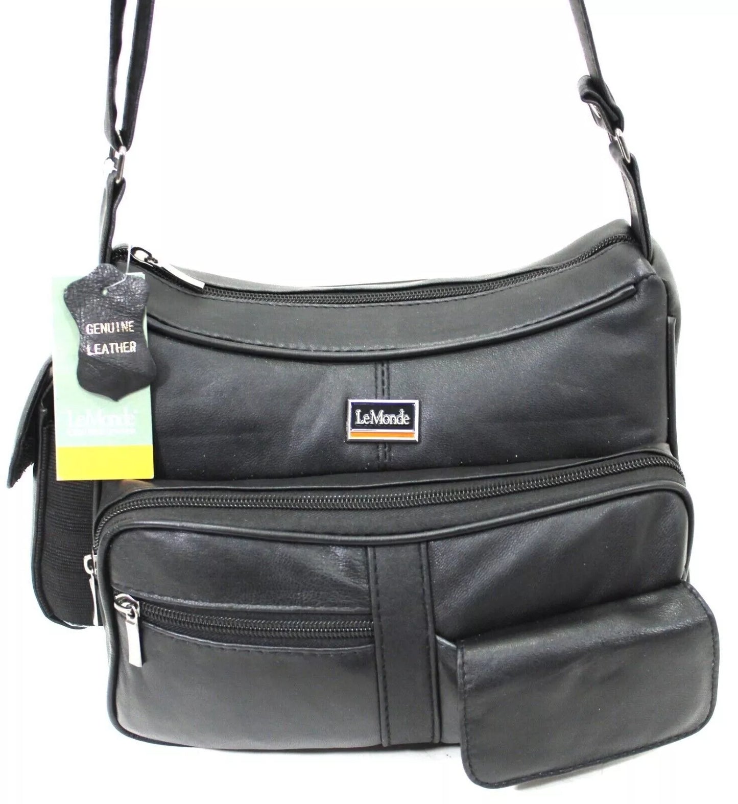 NEW WOMEN'S GENUINE REAL LEATHER ORGANISER SHOULDER BAG MULTI POCKETS HANDBAG UK STOCK