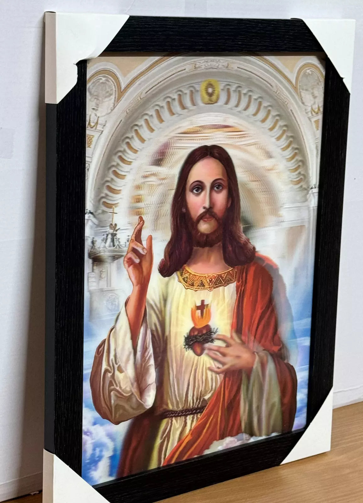 JESUS CHRIST 3D FRAMED PICTURE - INSPIRATIONAL RELIGIOUS ARTWORK - READY TO HANG UK STOCK