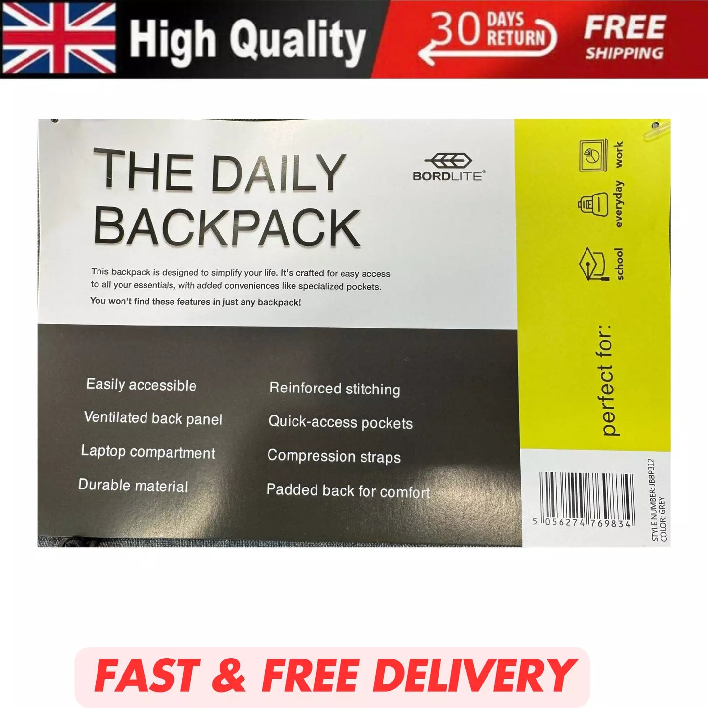 MEDIUM BACKPACK RUCKSACK SPORT SCHOOL FLIGHT WORK HIKING TRAVEL BUSINESS BAG UK STOCK