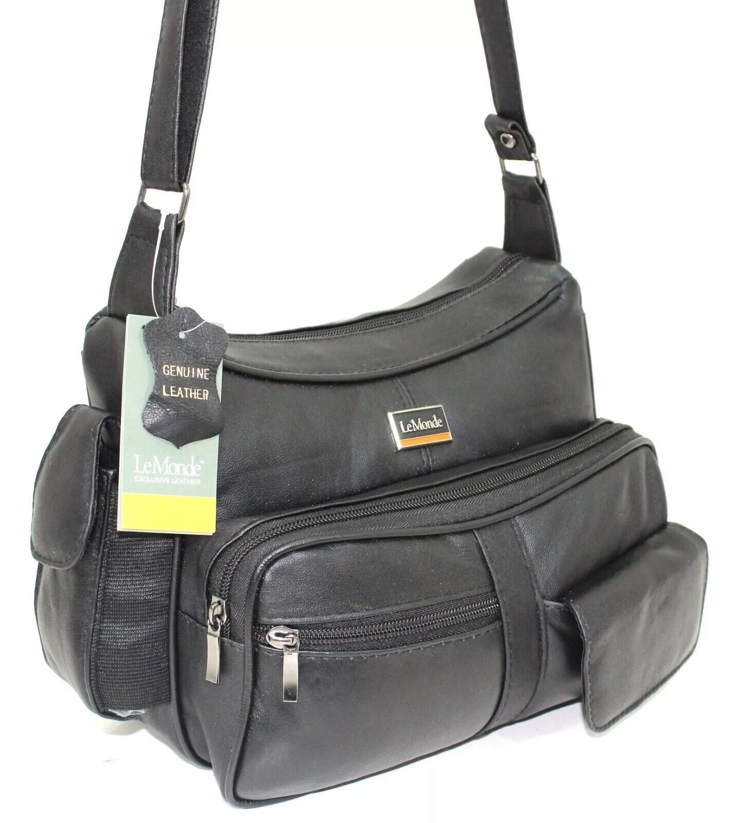 NEW WOMEN'S GENUINE REAL LEATHER ORGANISER SHOULDER BAG MULTI POCKETS HANDBAG UK STOCK