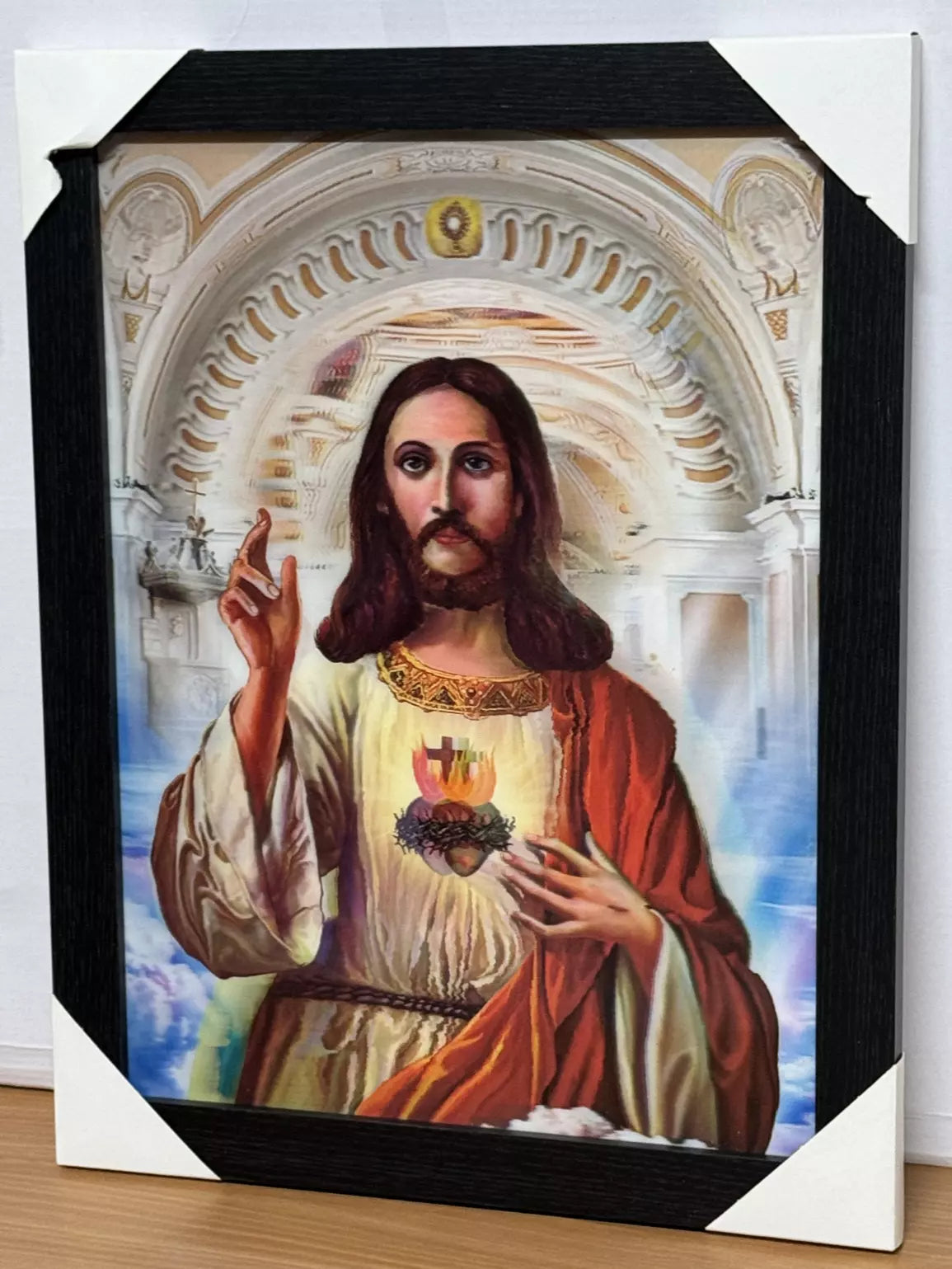 JESUS CHRIST 3D FRAMED PICTURE - INSPIRATIONAL RELIGIOUS ARTWORK - READY TO HANG UK STOCK