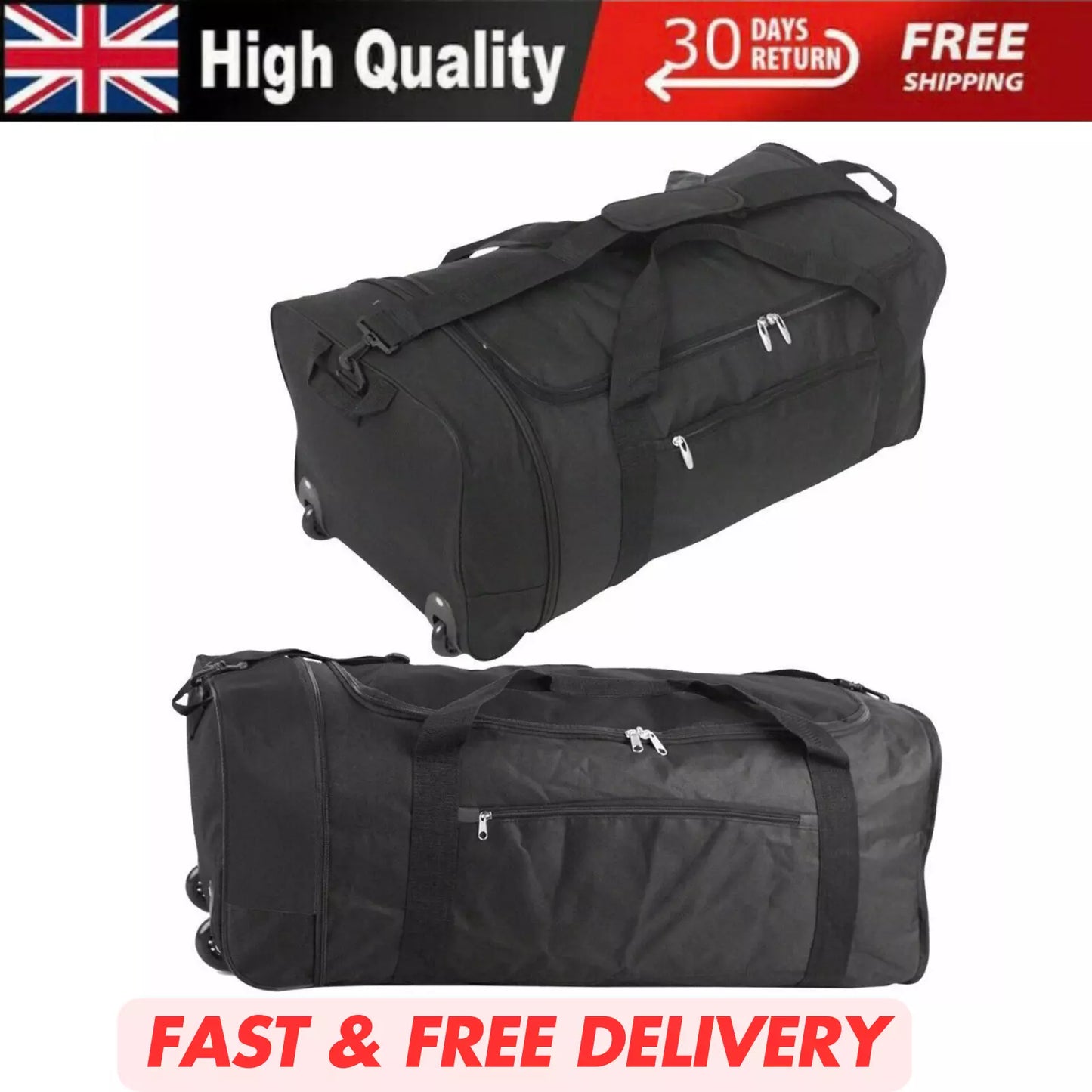 FOLDABLE EXTRA LARGE LIGHTWEIGHT WHEELED HOLDALL TRAVEL LUGGAGE CARGO DUFFLE BAG