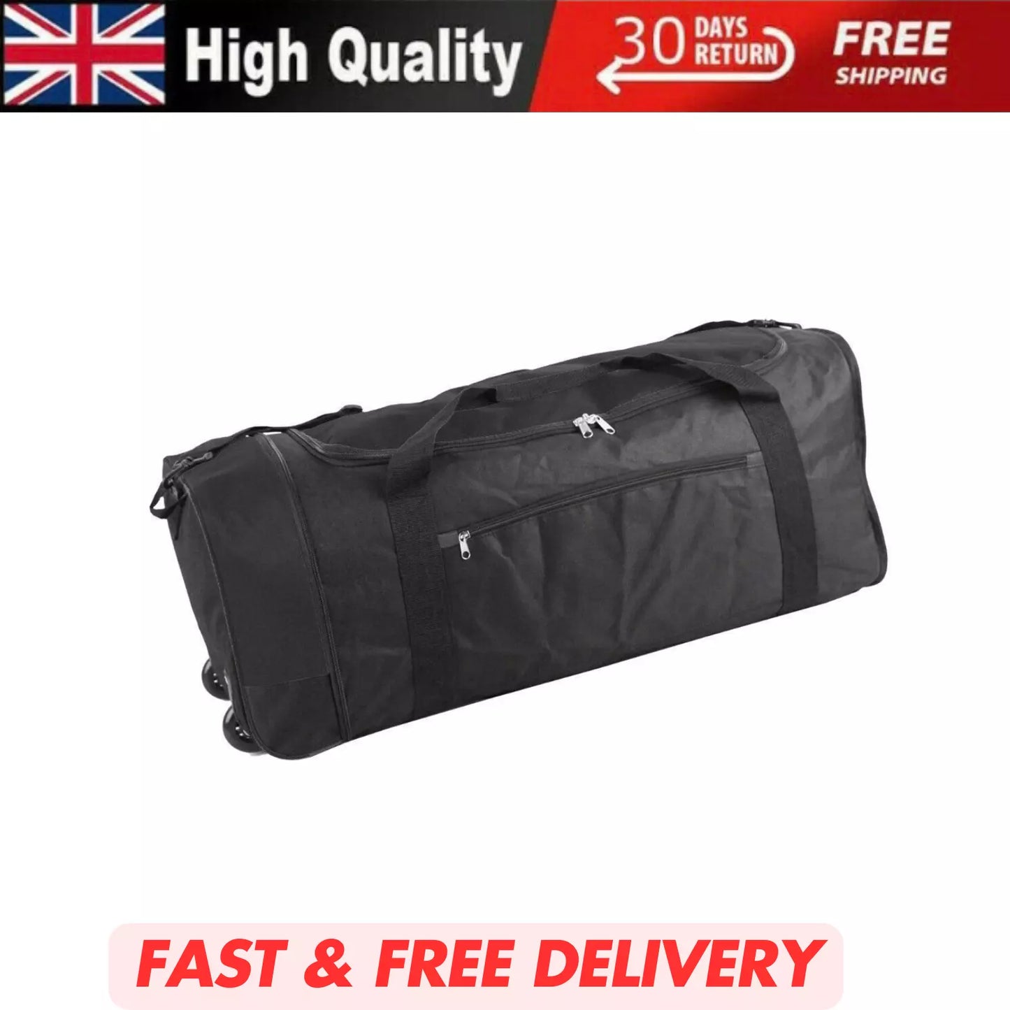FOLDABLE EXTRA LARGE LIGHTWEIGHT WHEELED HOLDALL TRAVEL LUGGAGE CARGO DUFFLE BAG