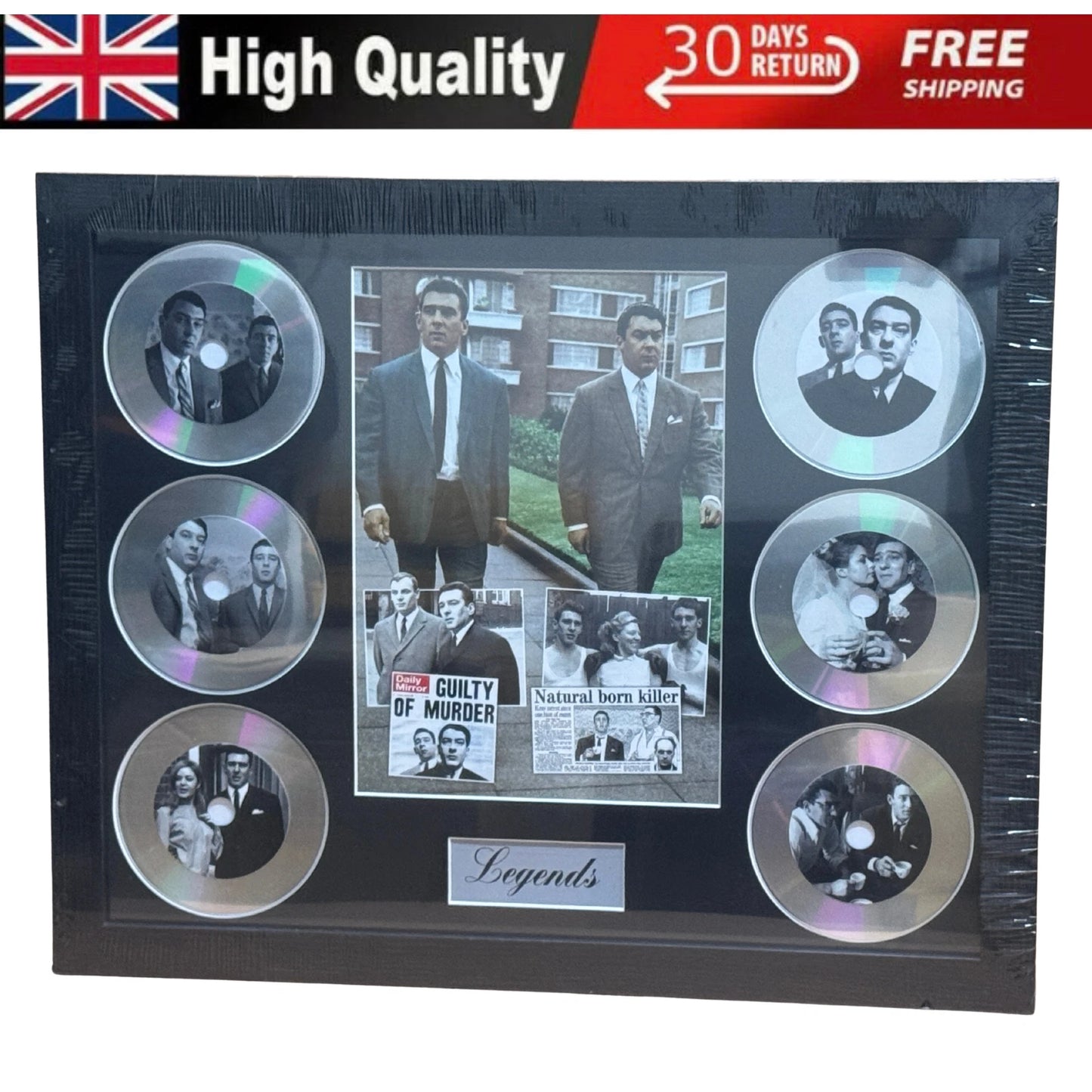 KRAY TWINS FRAMED MEMORABILIA PICTURE PRESENTATION DISC SET EAST END LEGENDS UK STOCK