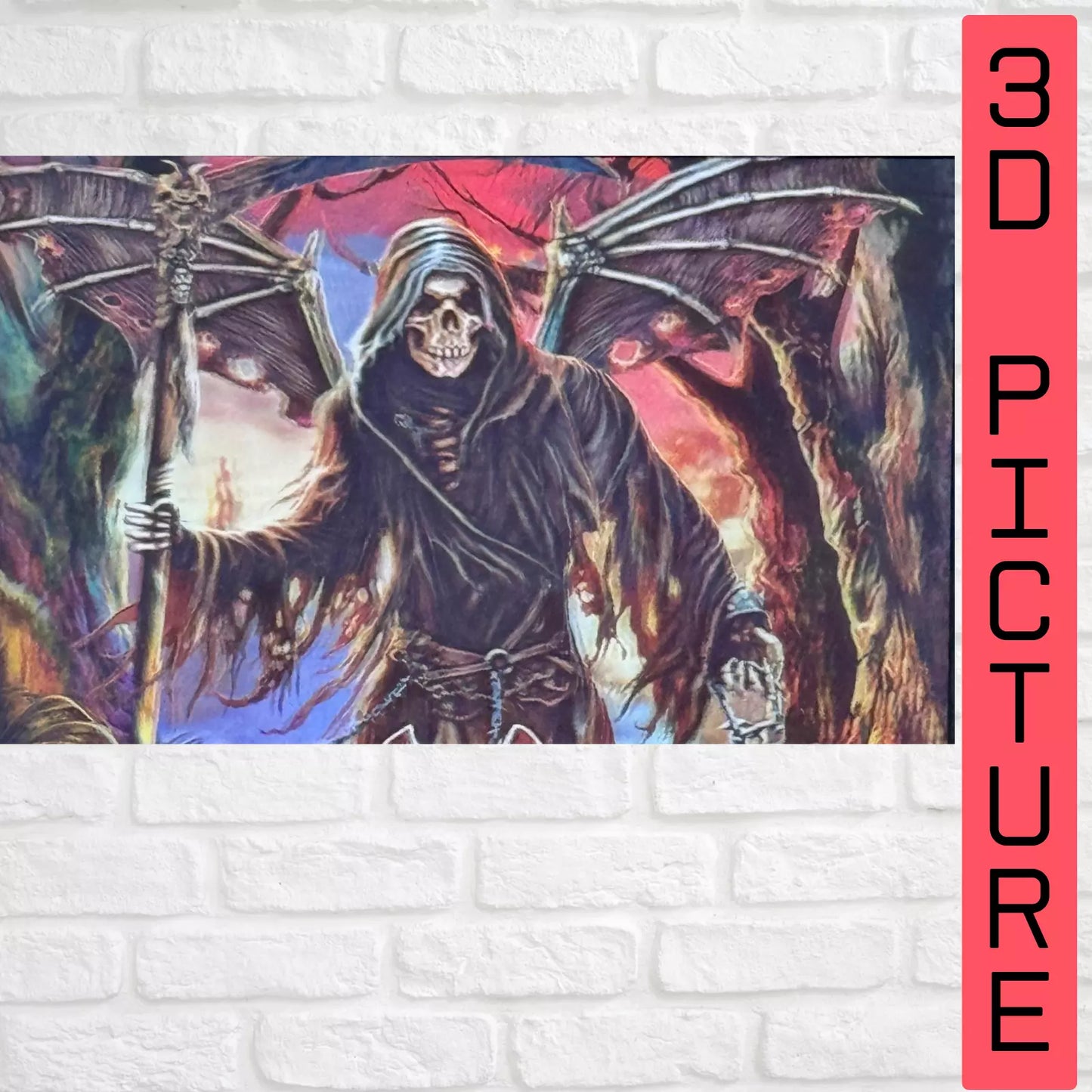 REAPER & PITBULLS - GOTHIC 3D LIMITED EDITION FRAMED PICTURE WALL ART - UK STOCK