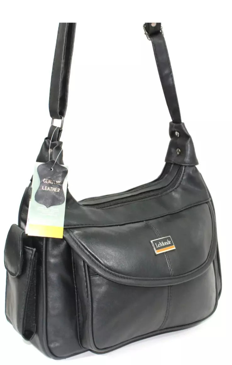 WOMEN'S GENUINE LEATHER SHOULDER BAG – MULTI-POCKET HANDBAG | LT16 | UK STOCK