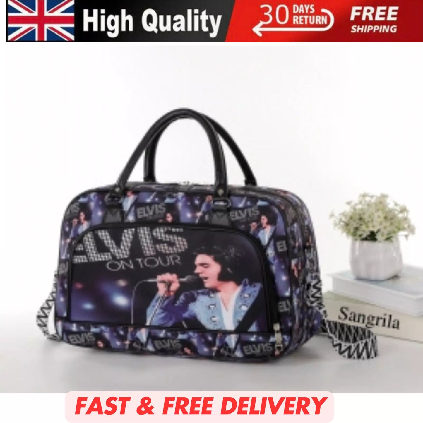 ELVIS PRESLEY LIGHTWEIGHT HOLDALL CROSSBODY BAG TRAVEL, GYM, WEEKEND UK STOCK