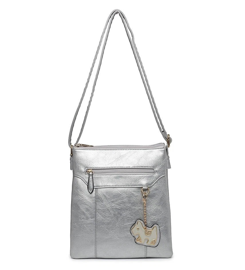BOUTIQUE VEGAN LEATHER CROSSBODY/SHOULDER WOMEN'S DOG-BAG CHARM HANDBAG UK STOCK