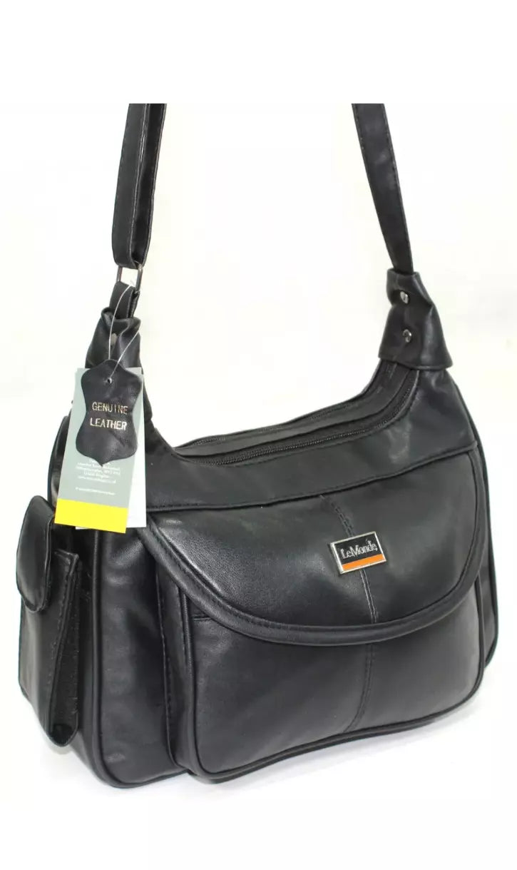WOMEN'S GENUINE LEATHER SHOULDER BAG – MULTI-POCKET HANDBAG | LT16 | UK STOCK