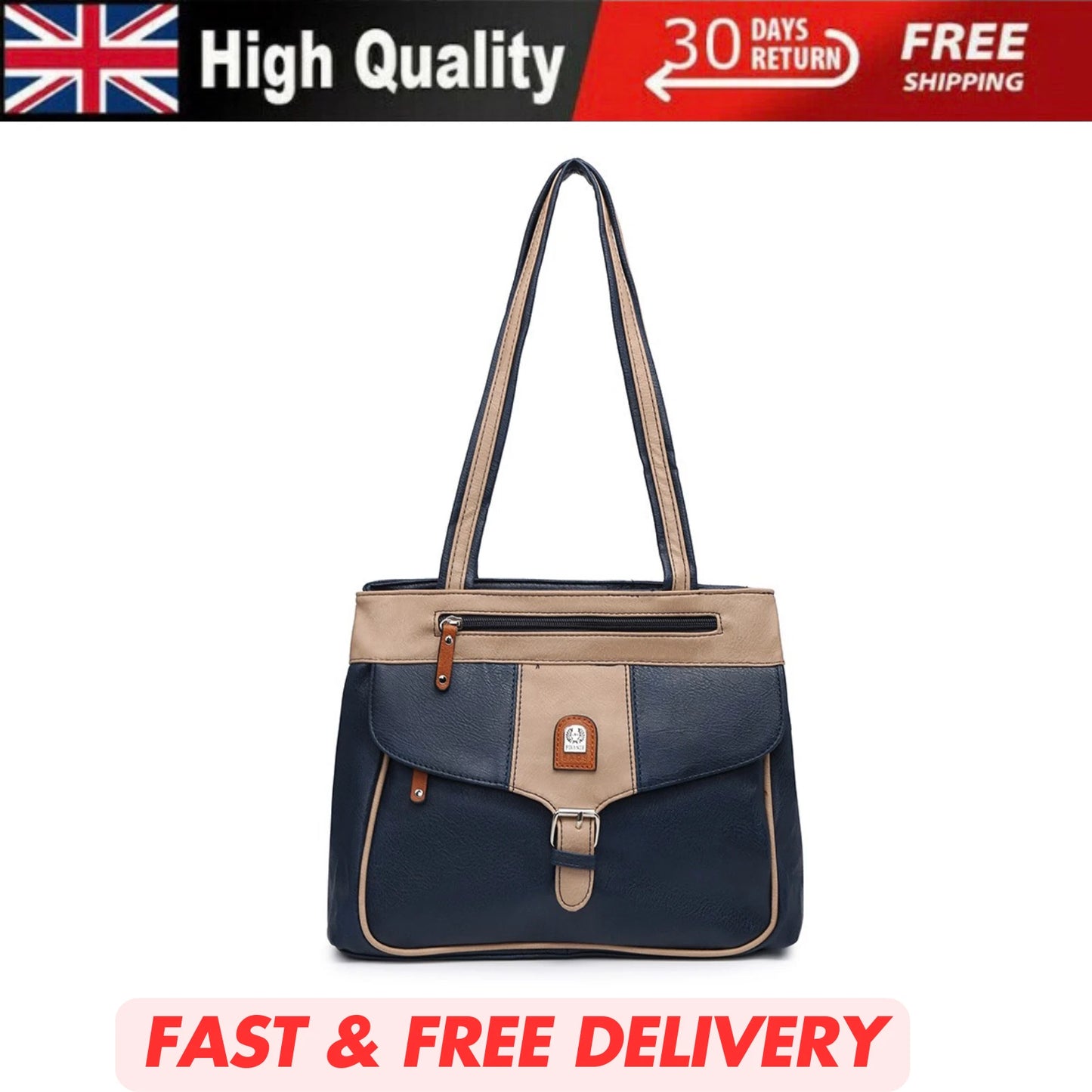 WOMEN'S VEGAN SOFT LEATHER CLASSIC HANDBAG SHOULDER BAG MULTI POCKETS & DURABLE BAG UK STOCK