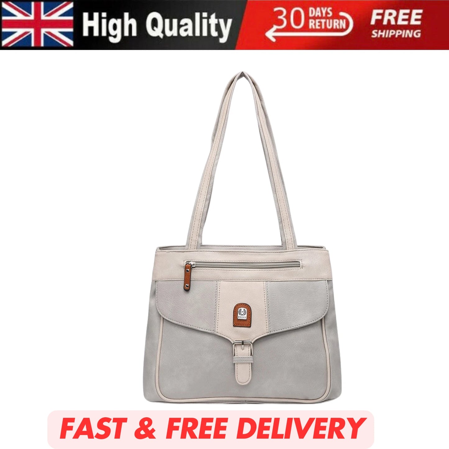 WOMEN'S VEGAN SOFT LEATHER CLASSIC HANDBAG SHOULDER BAG MULTI POCKETS & DURABLE BAG UK STOCK