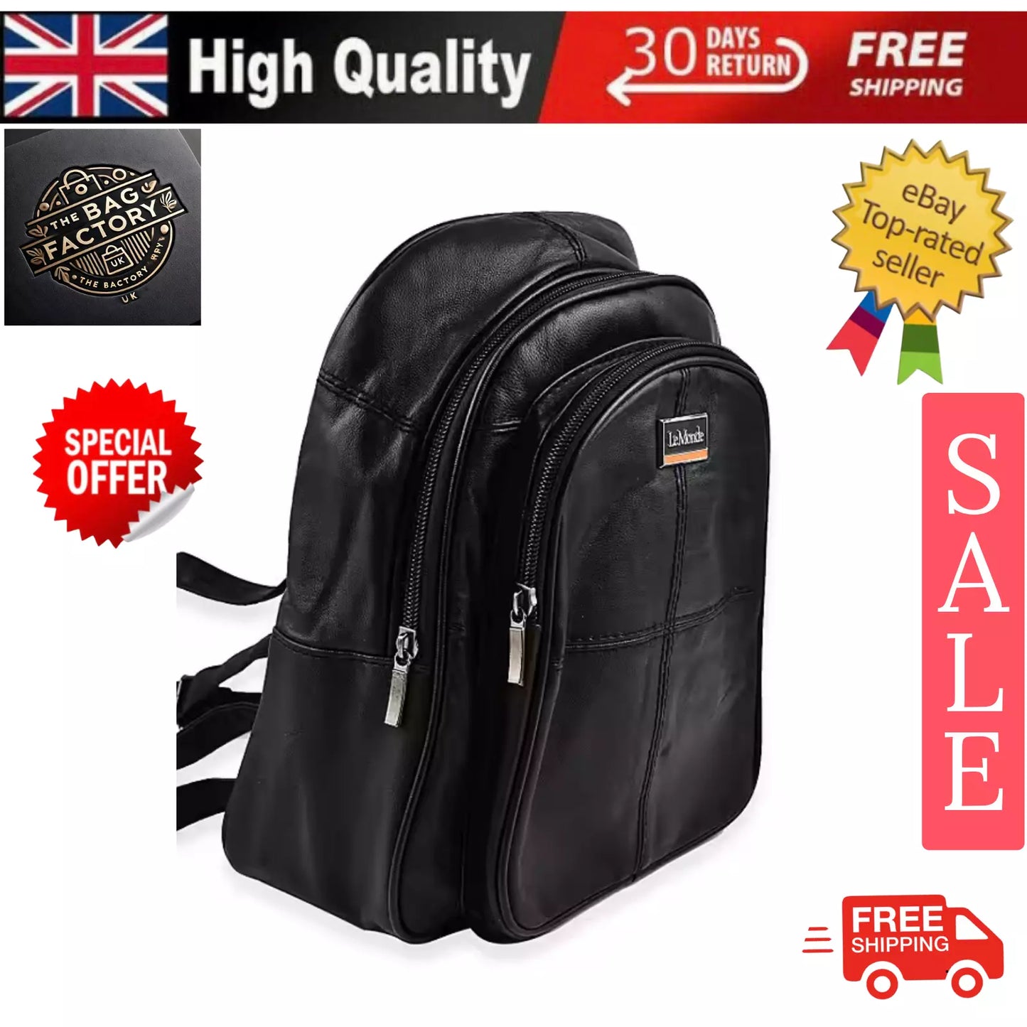 WOMEN GENUINE LARGE REAL LEATHER BACKPACK RUCKSACK SHOULDER BAG FASHION HANDBAG