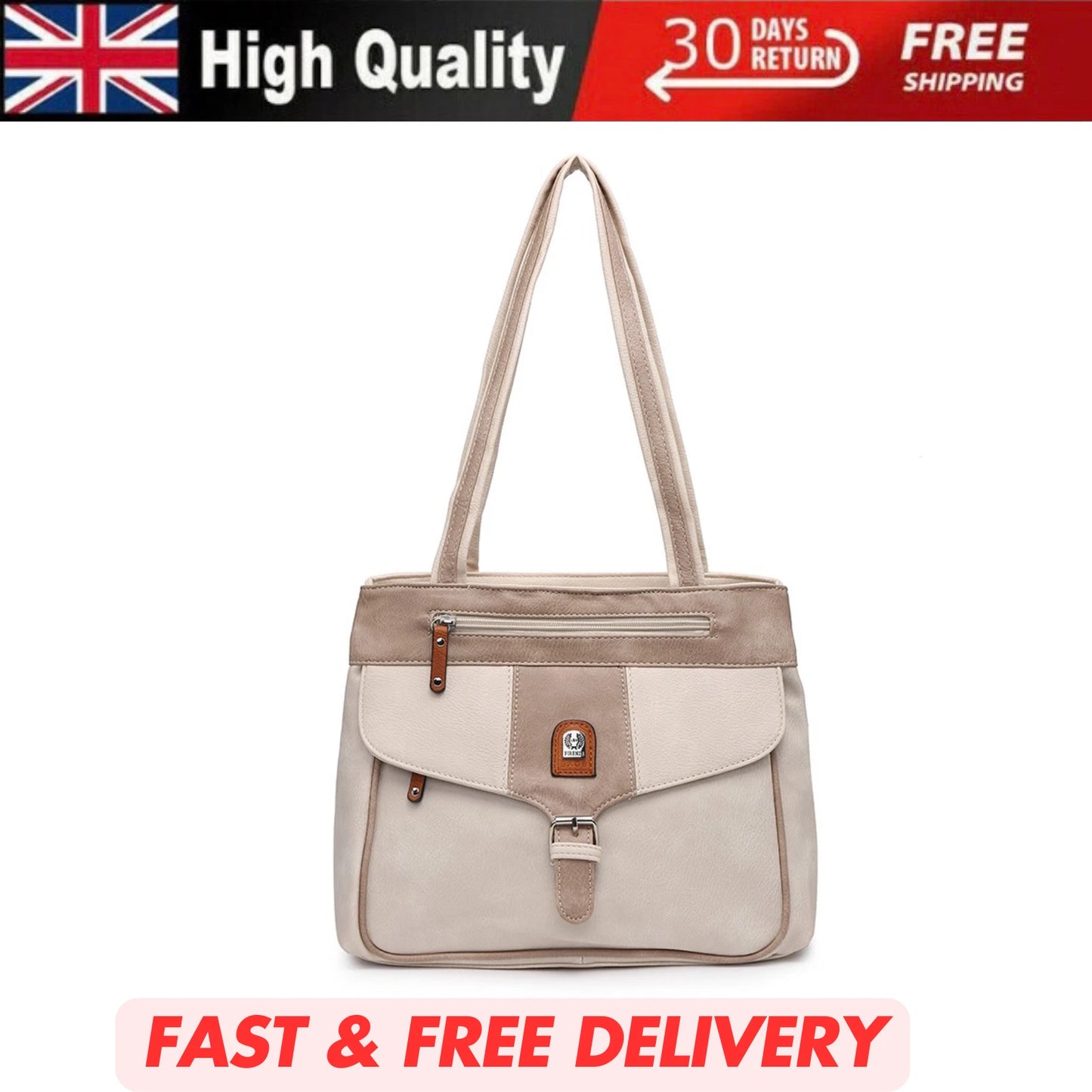 WOMEN'S VEGAN SOFT LEATHER CLASSIC HANDBAG SHOULDER BAG MULTI POCKETS & DURABLE BAG UK STOCK