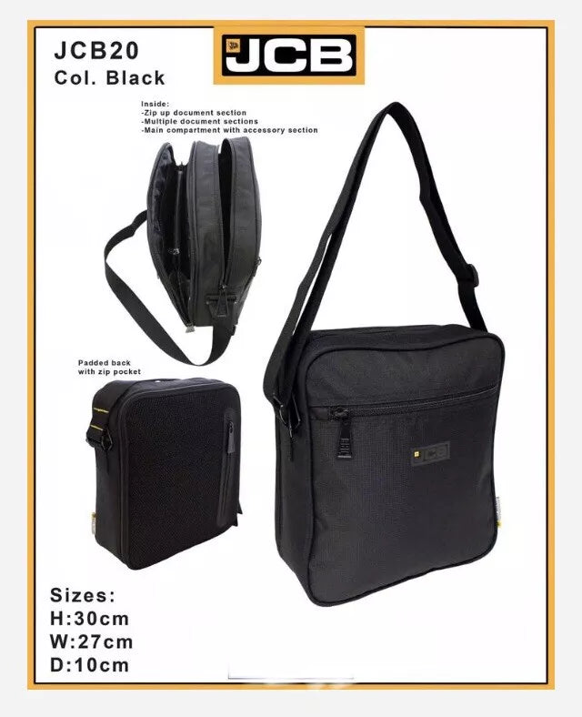 MEN'S UNISEX GENUINE JCB BAG WATERPROOF CROSSBODY SHOULDER UTILITY TRAVEL WORK UK STOCK
