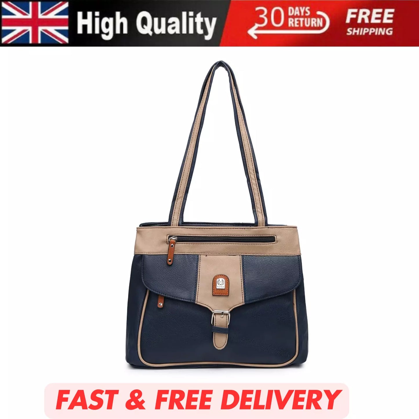 WOMEN'S VEGAN SOFT LEATHER CLASSIC HANDBAG SHOULDER BAG MULTI POCKETS & DURABLE BAG UK STOCK
