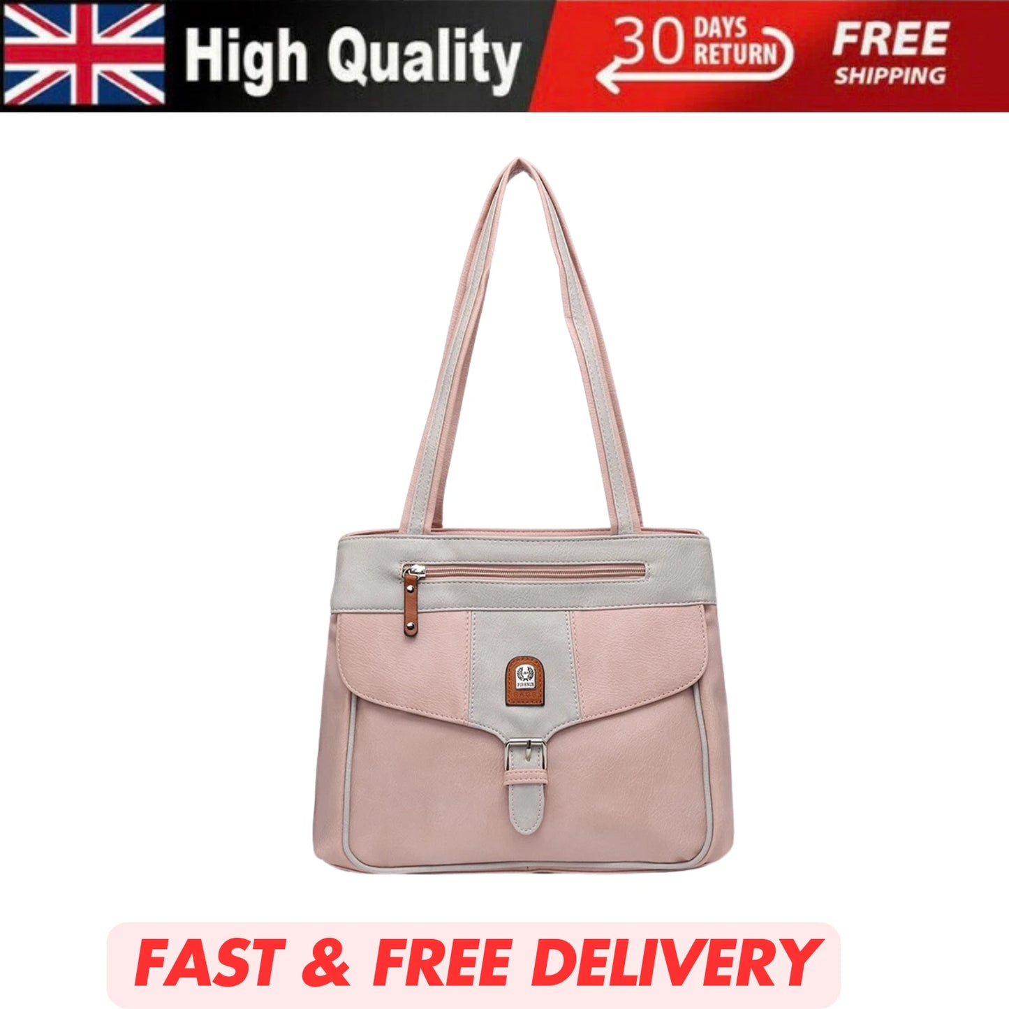 WOMEN'S VEGAN SOFT LEATHER CLASSIC HANDBAG SHOULDER BAG MULTI POCKETS & DURABLE BAG UK STOCK