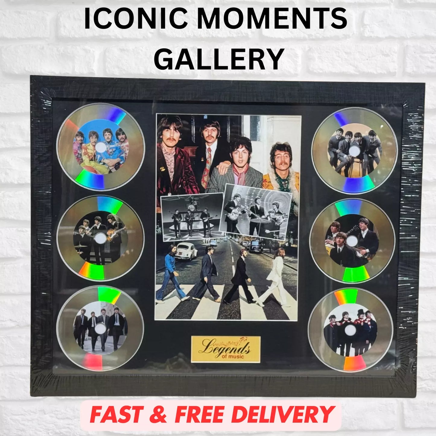 THE BEATLES MEMORABILIA FRAMED PICTURE PRESENTATION DISC SET LEGENDS OF MUSIC UK STOCK