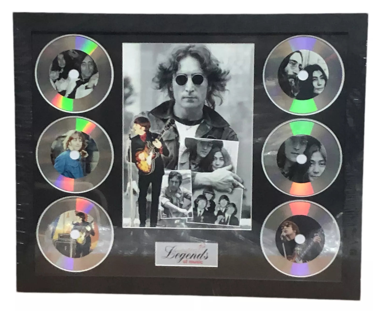 JOHN LENNON MEMORABILIA FRAMED PICTURE PRESENTATION DISC SET LEGENDS OF MUSIC UK STOCK