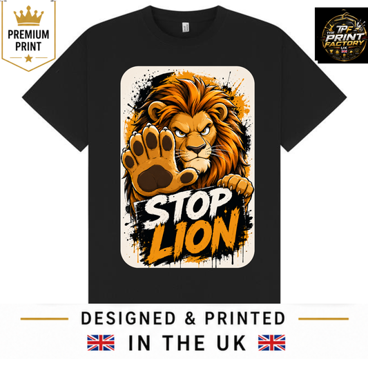 STOP LION T-SHIRT | BIG CAT GRAPHIC TEE | FREE SHIPPING
