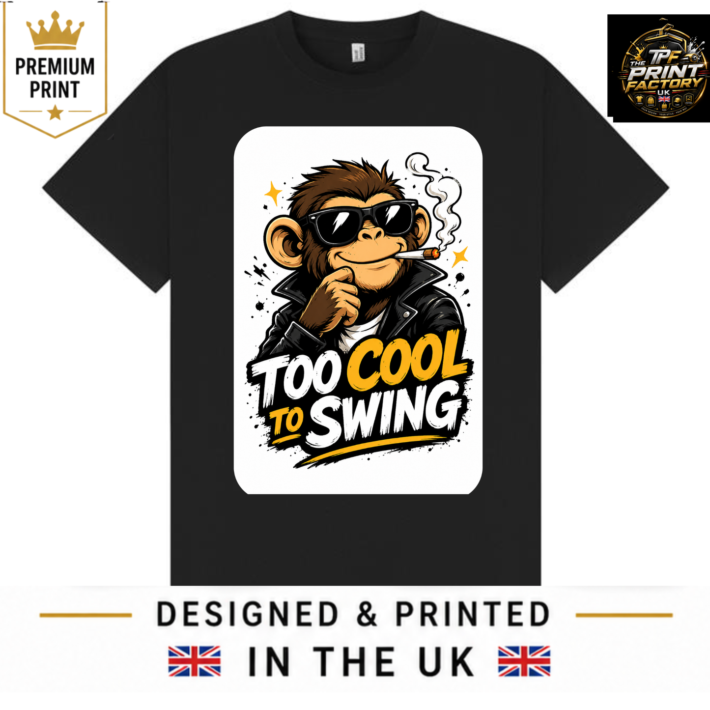 TOO COOL TO SWING T-SHIRT | WITTY HUMOR GRAPHIC TEE | FREE SHIPPING