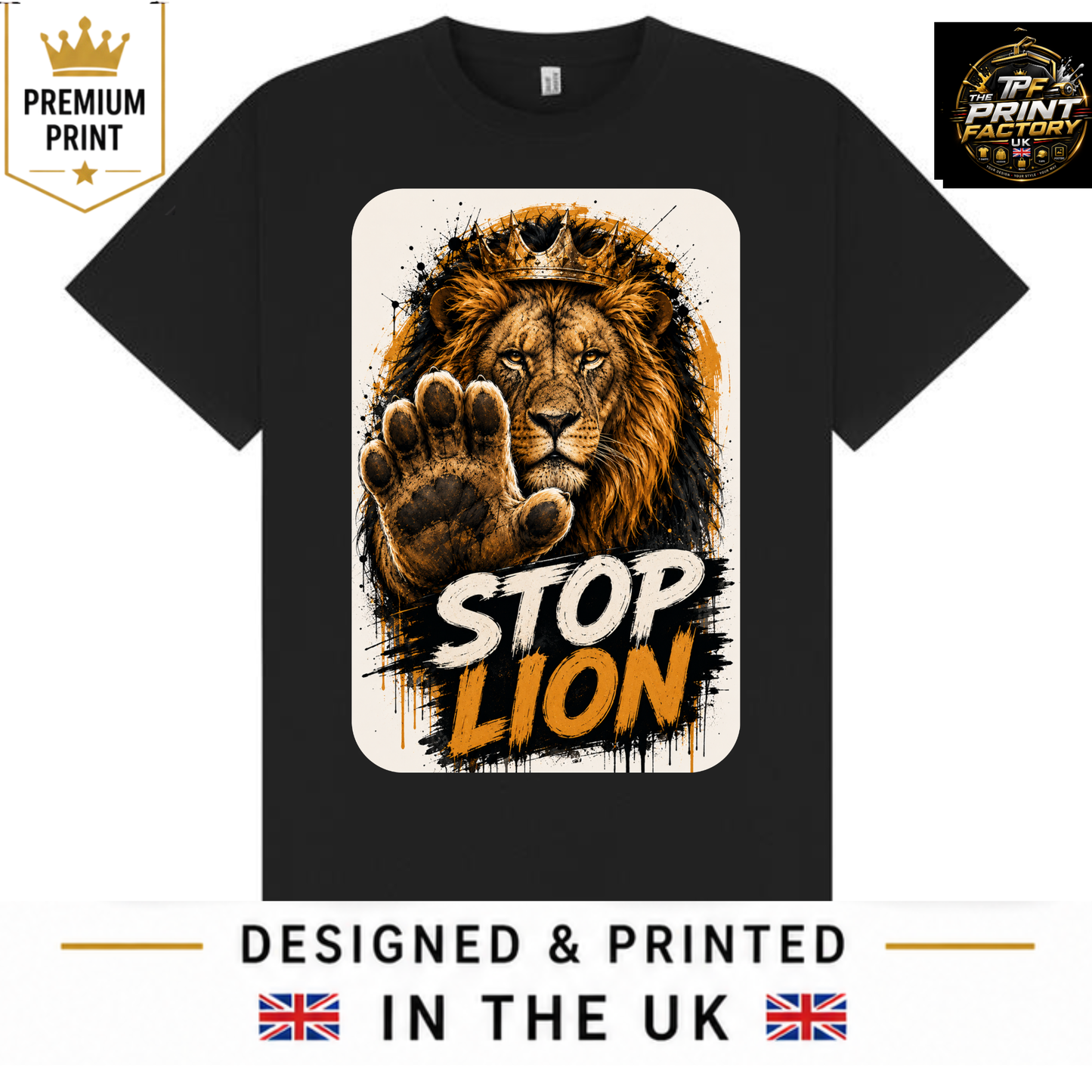 STOP LION T-SHIRT | WITTY HUMOR GRAPHIC TEE | FREE SHIPPING
