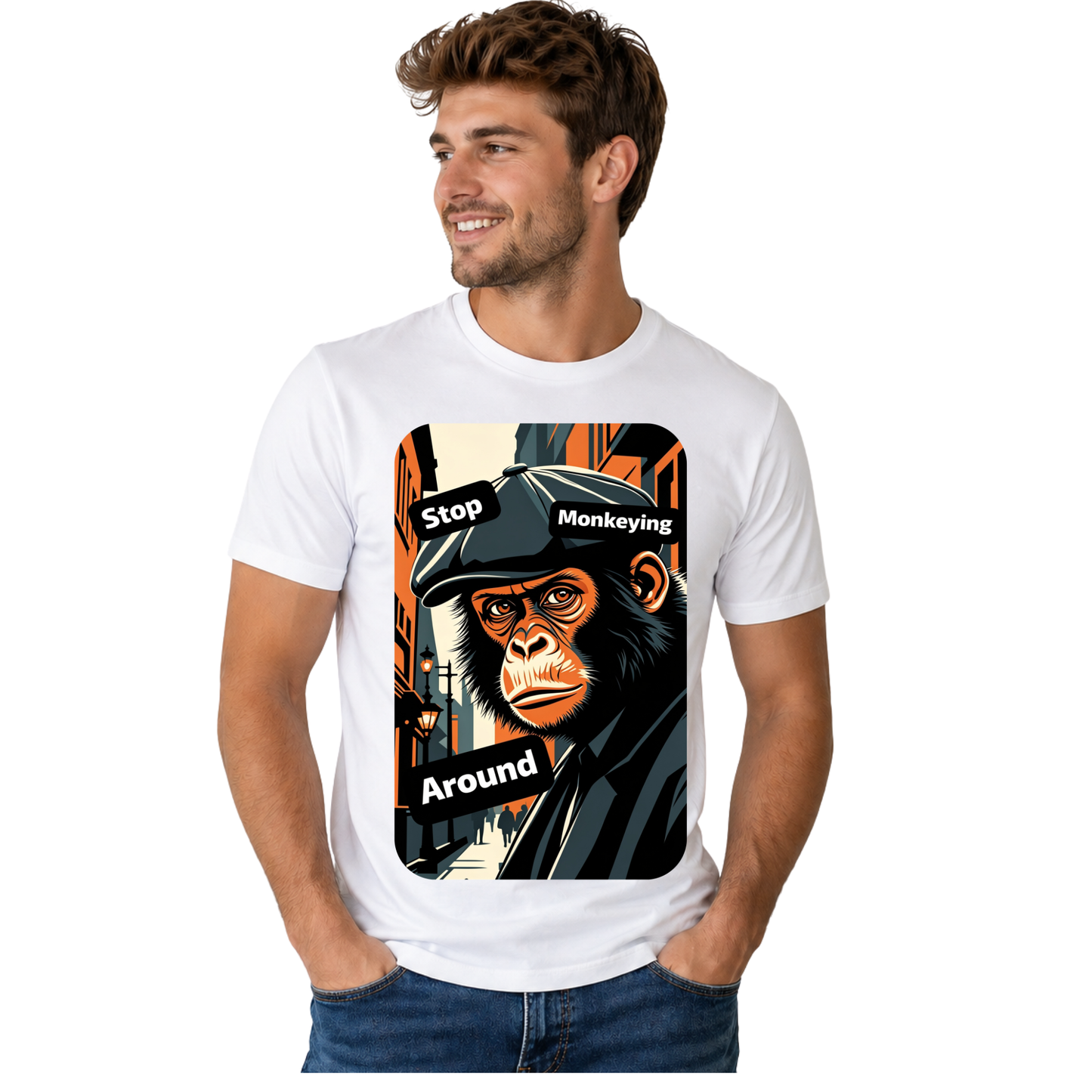 STOP MONKEYING AROUND T-SHIRT | COMEDY GRAPHIC TEE | FREE SHIPPING