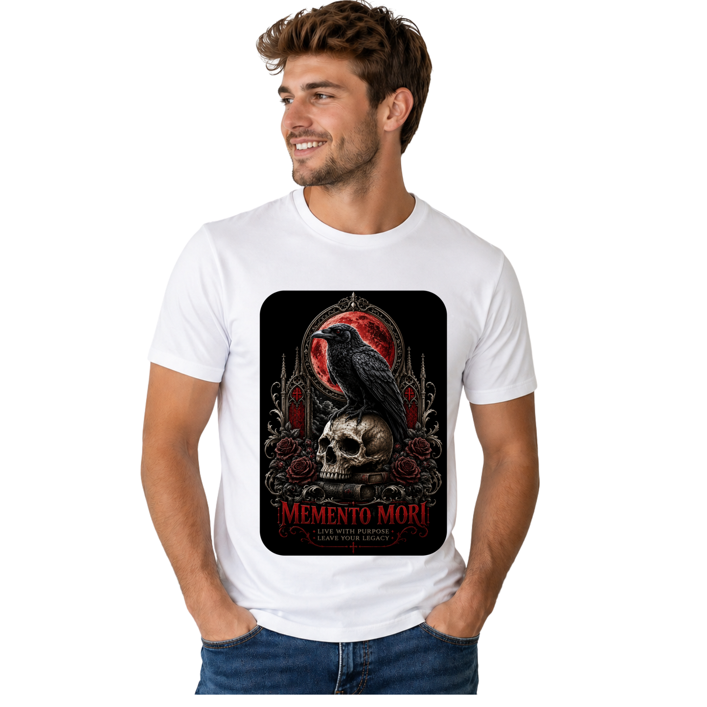 MEMENTO MORI T-SHIRT | LIVE WITH PURPOSE QUOTE SHIRT | FREE SHIPPING