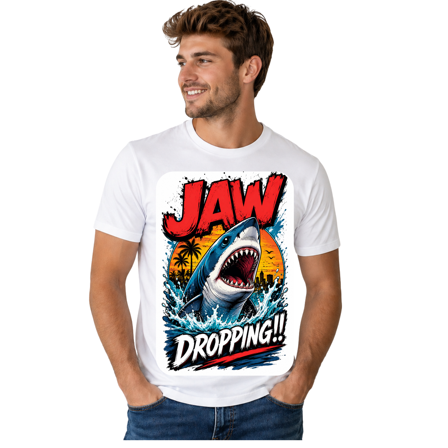 JAW DROPPING!! T-SHIRT | SHARK HUMOR GRAPHIC TEE | FREE SHIPPING