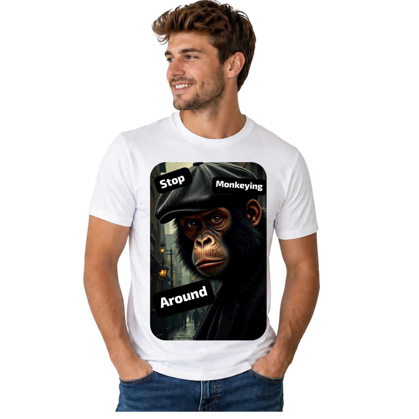 STOP MONKEYING AROUND T-SHIRT | COMEDY GRAPHIC TEE | FREE SHIPPING