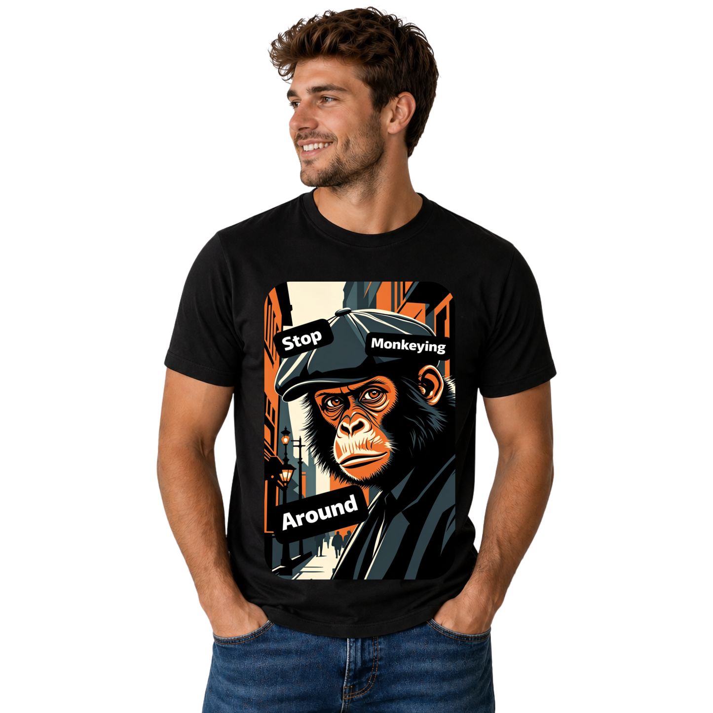 STOP MONKEYING AROUND T-SHIRT | COMEDY GRAPHIC TEE | FREE SHIPPING