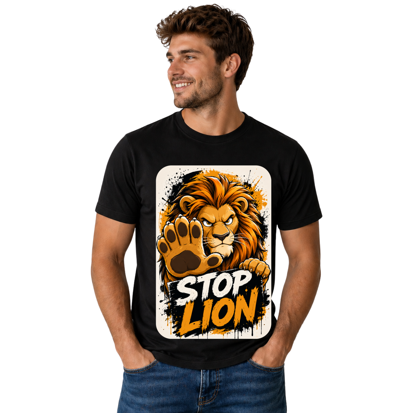 STOP LION T-SHIRT | BIG CAT GRAPHIC TEE | FREE SHIPPING