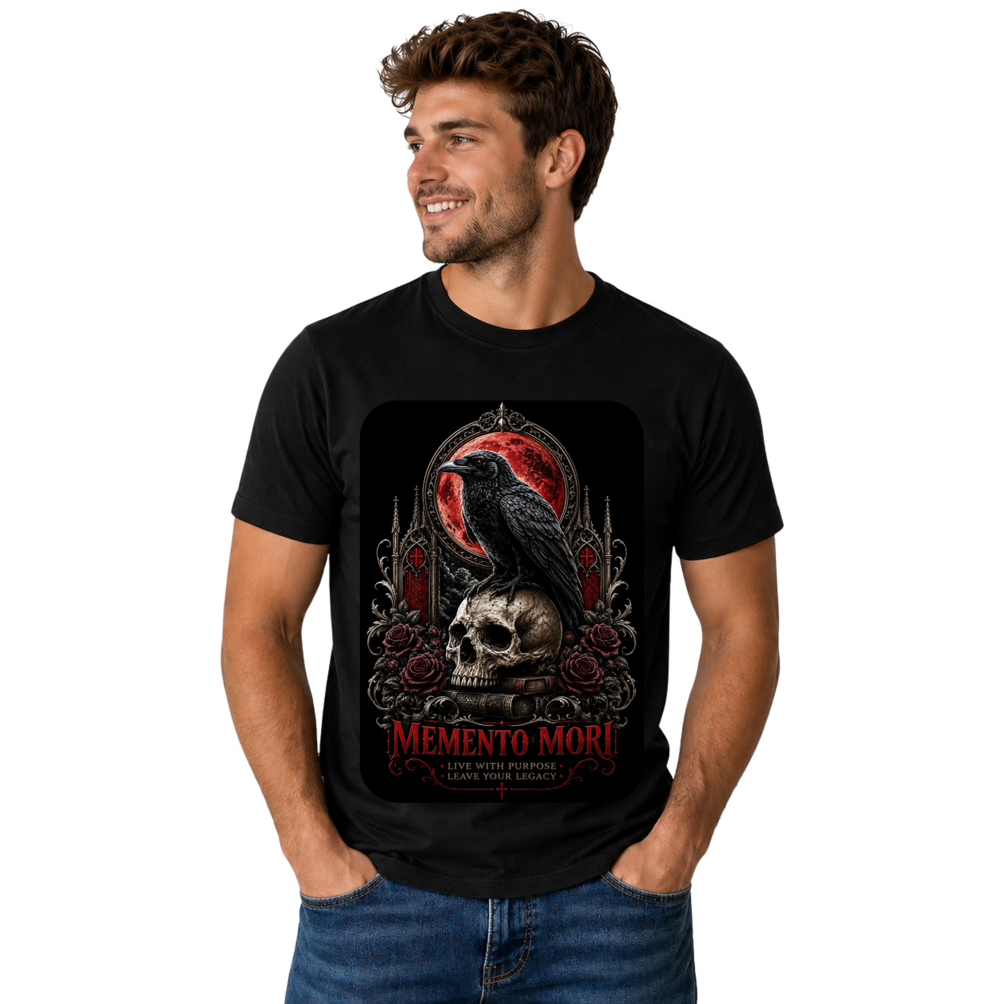 MEMENTO MORI T-SHIRT | LIVE WITH PURPOSE QUOTE SHIRT | FREE SHIPPING