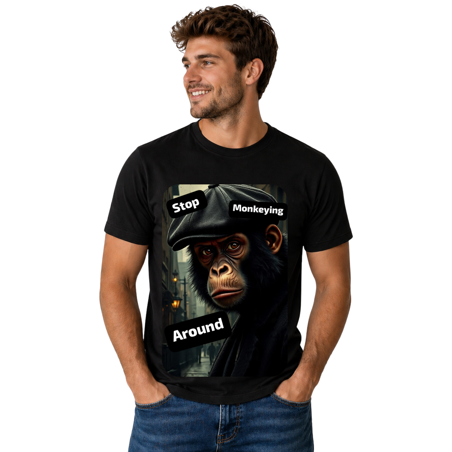 STOP MONKEYING AROUND T-SHIRT | COMEDY GRAPHIC TEE | FREE SHIPPING
