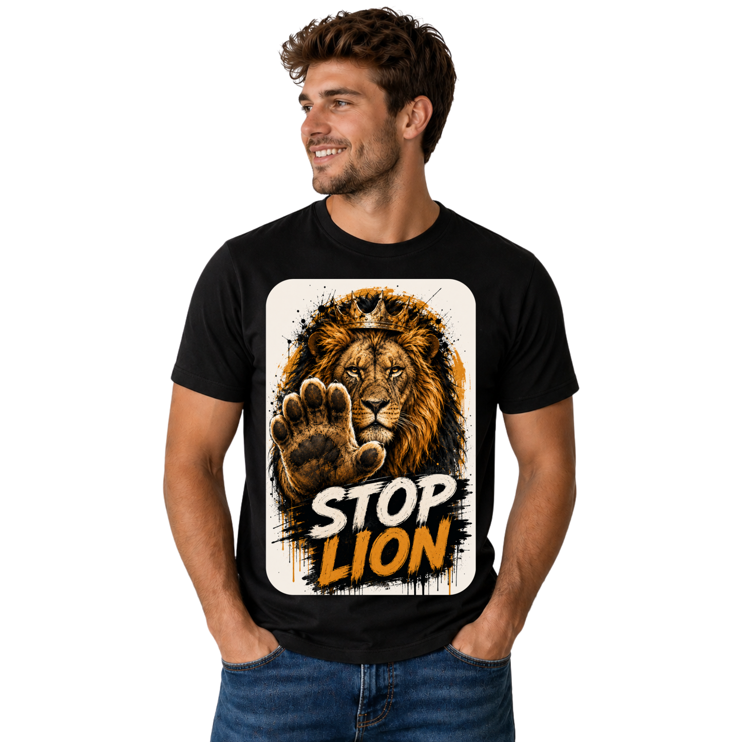 STOP LION T-SHIRT | WITTY HUMOR GRAPHIC TEE | FREE SHIPPING