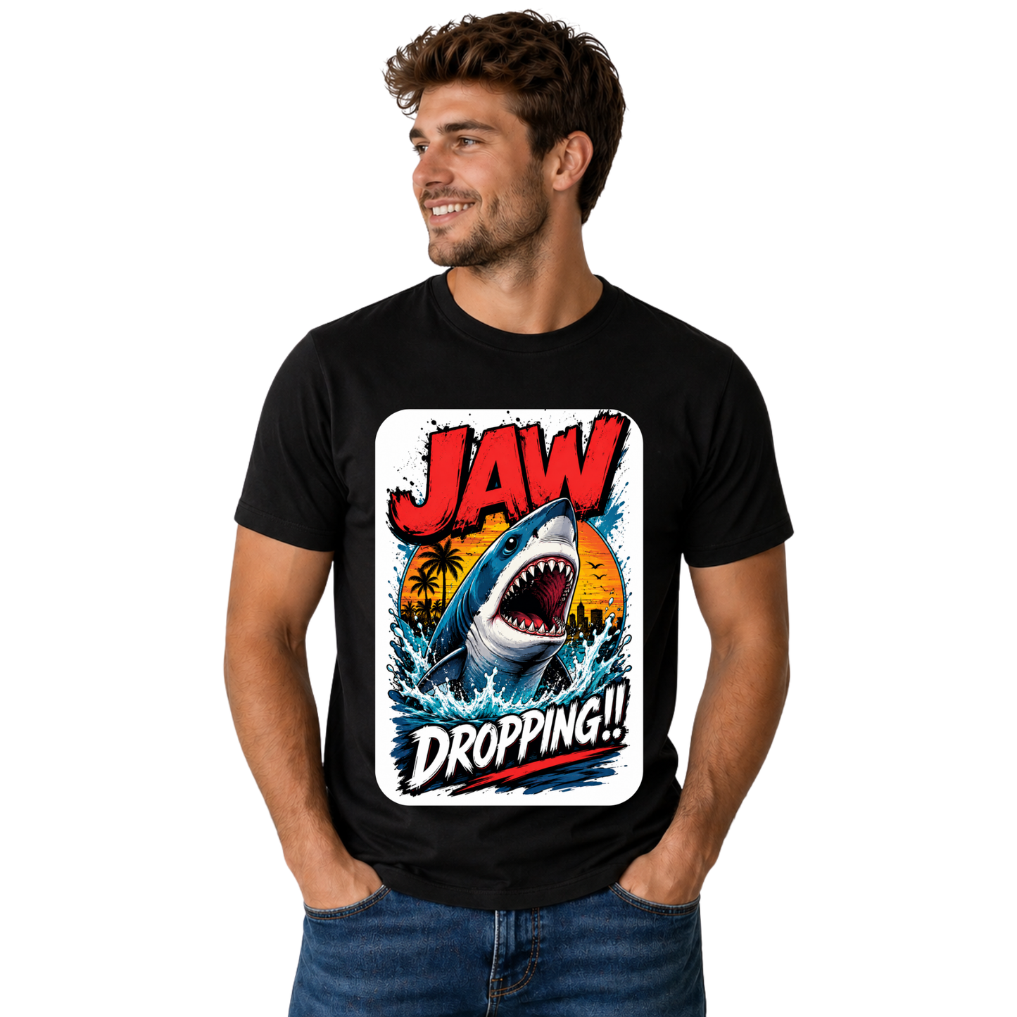 JAW DROPPING!! T-SHIRT | SHARK HUMOR GRAPHIC TEE | FREE SHIPPING