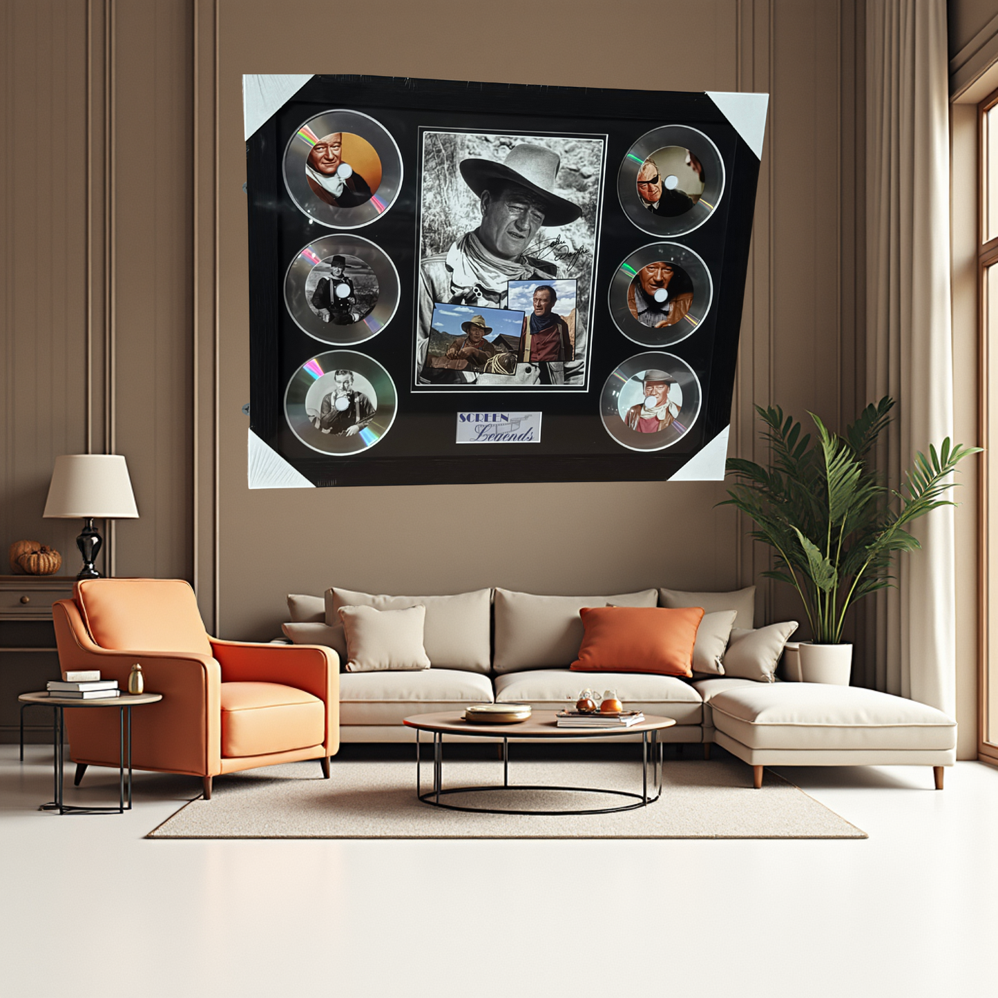 JOHN WAYNE MEMORABILIA FRAMED PICTURE PRESENTATION DISC SET LEGENDS OF MUSIC UK STOCK