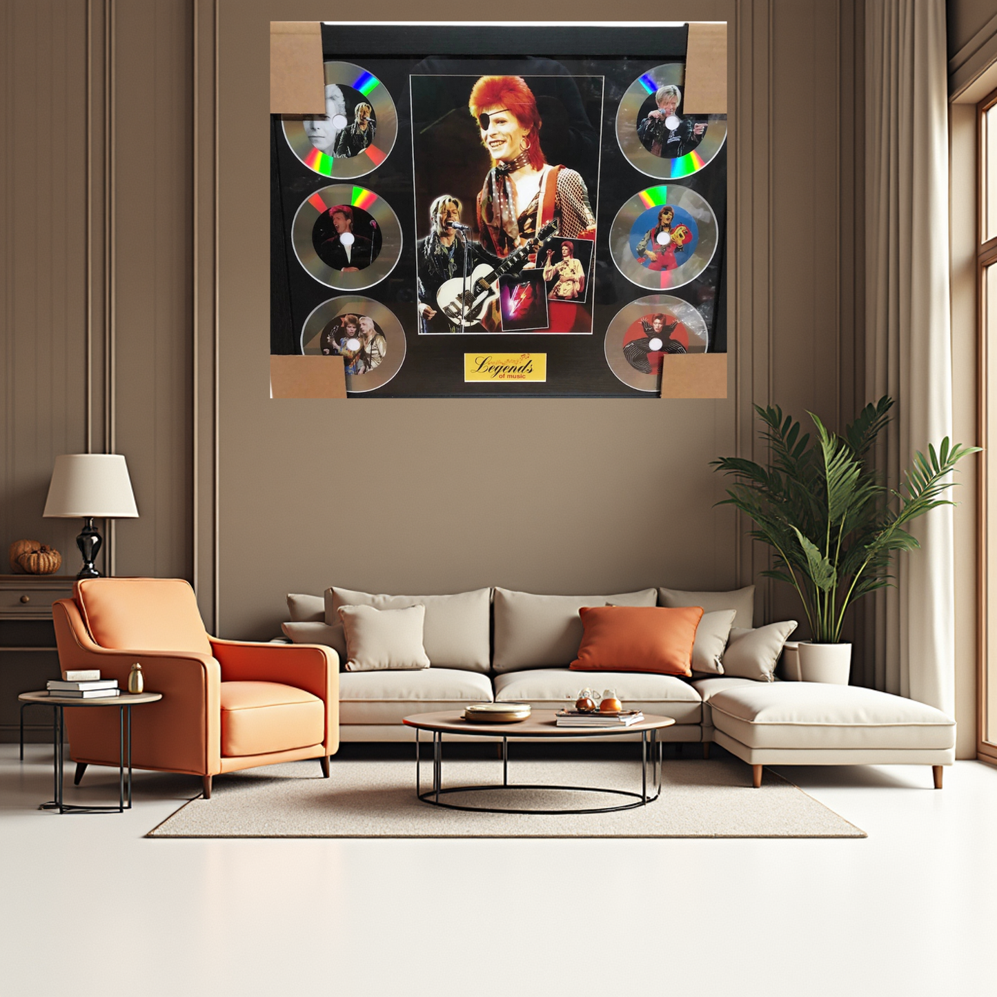 DAVID BOWIE MEMORABILIA FRAMED PICTURE PRESENTATION DISC SET LEGENDS OF UK MUSIC