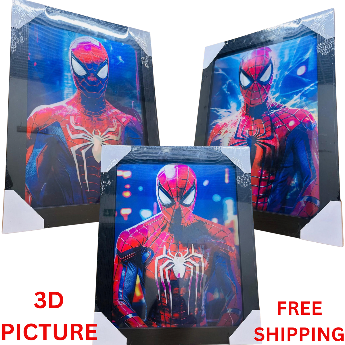 Spider-Man Marvel 3D Framed Picture – 3 Iconic Images in 1 Frame Comic Wall Art
